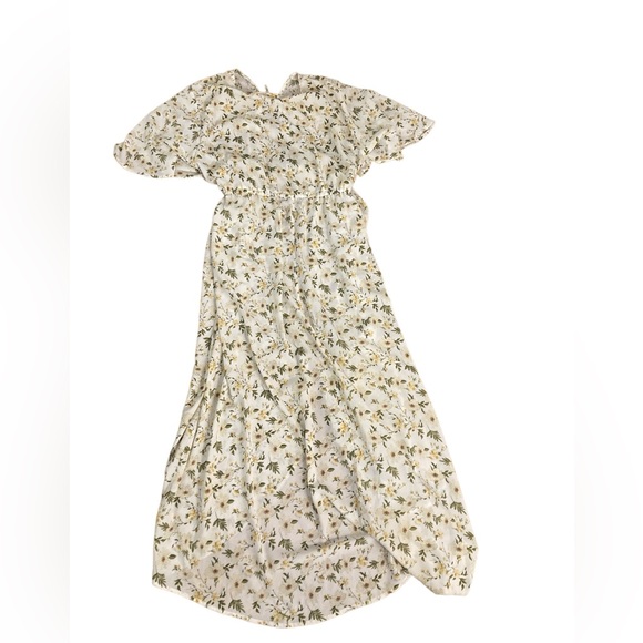 3rd Malt 3XL Wrap-Front Floral Dress-white and yellow - Picture 3 of 6